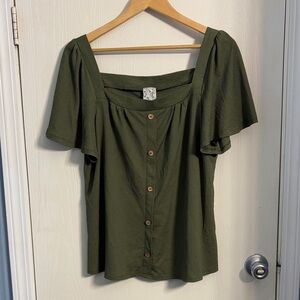 NAIF Olive Button-Up Blouse